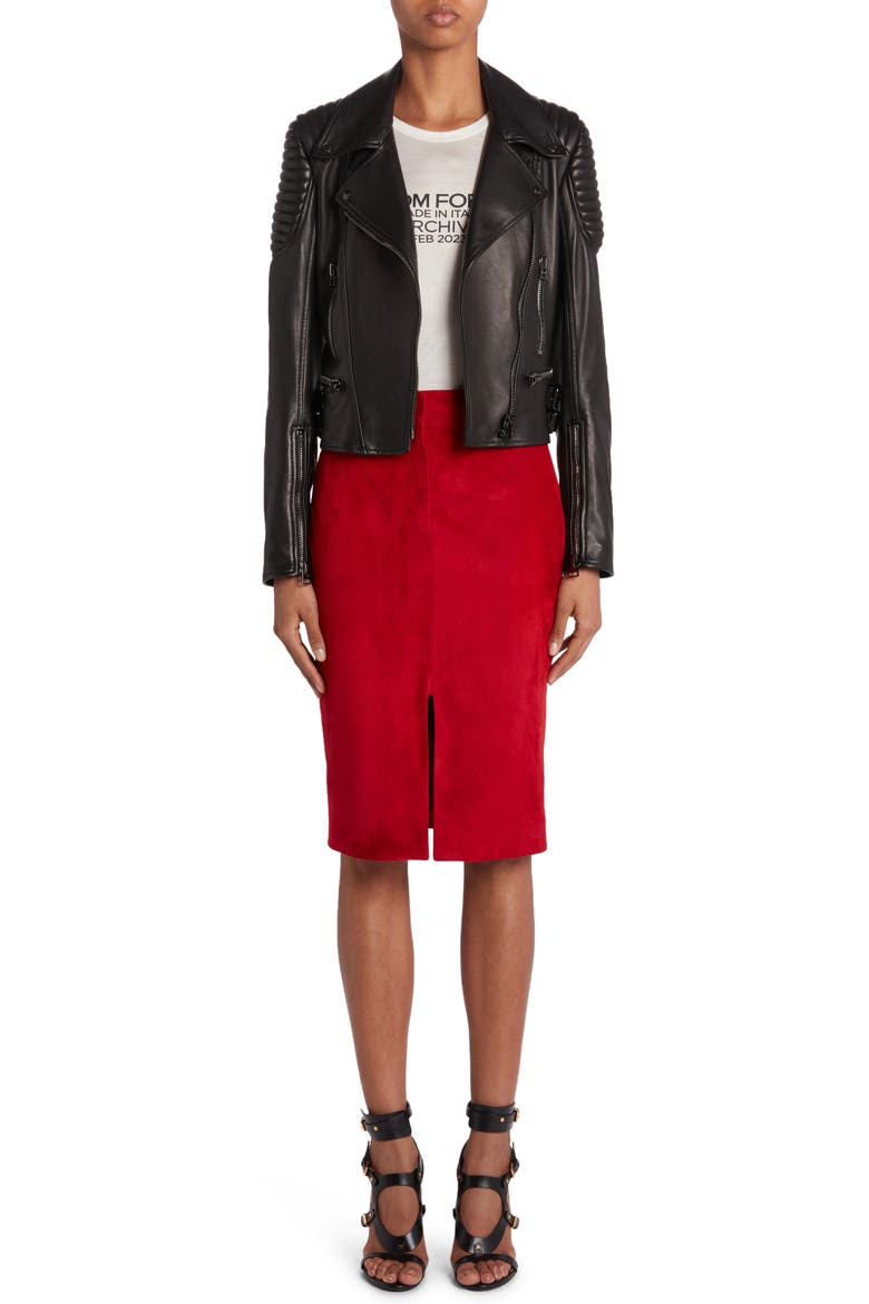 New Plongé Leather Biker Jacket, Alternate, color, BLACK