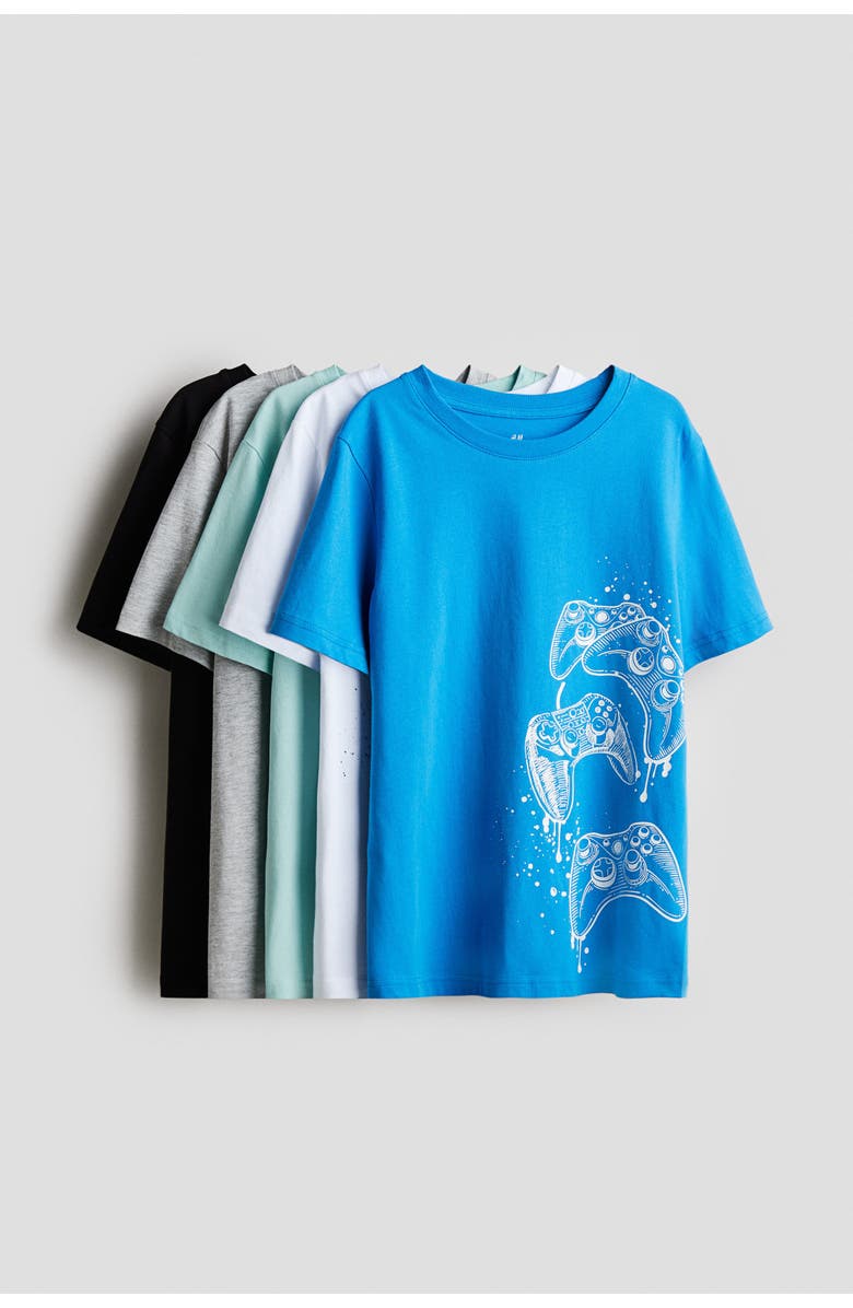 H&M 5-pack cotton t-shirts, Main, color, 