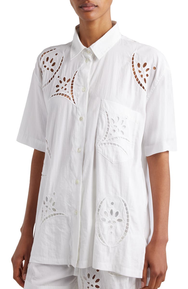 Isabel Marant Bilya Eyelet Button-Up Shirt, Alternate, color, 