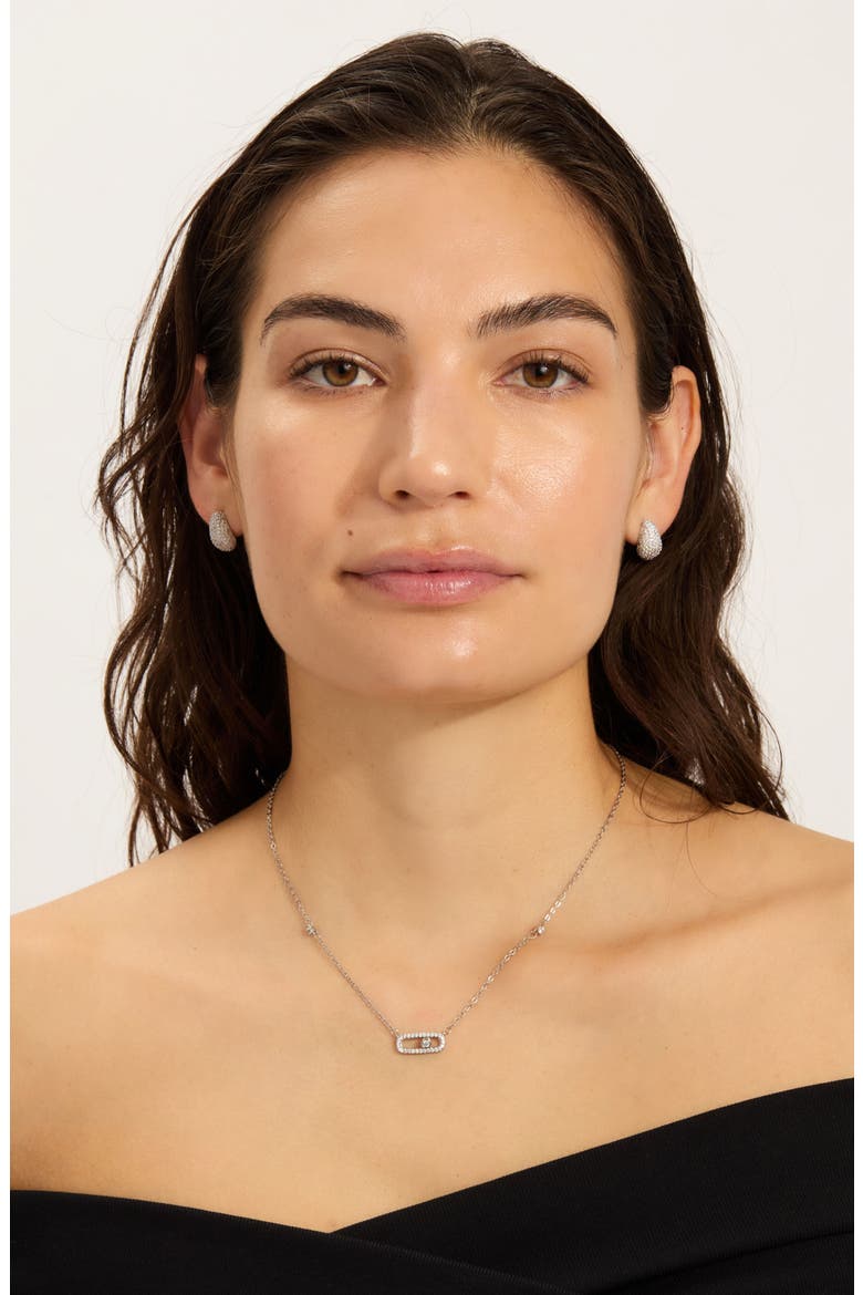 Cubic Zirconia Stud Earrings, Necklace & Bracelet Set, Alternate, color, SILVER