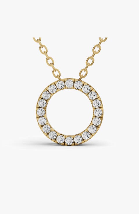14K Gold 0.75 ct Necklace Circle Diamond