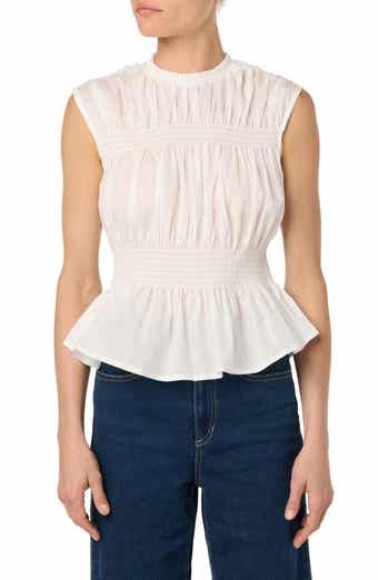 Sleeveless Cotton Voile Peplum Top