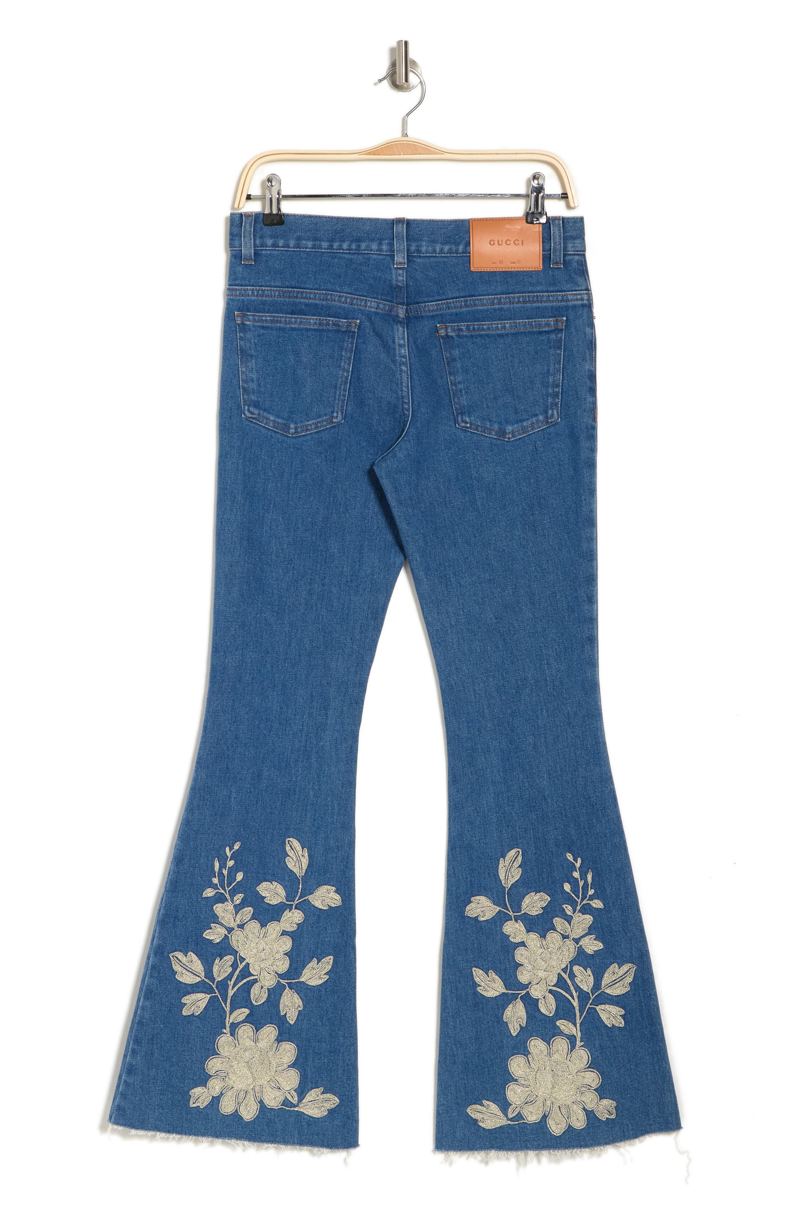 Gucci Flower Appliqué Flare Jeans