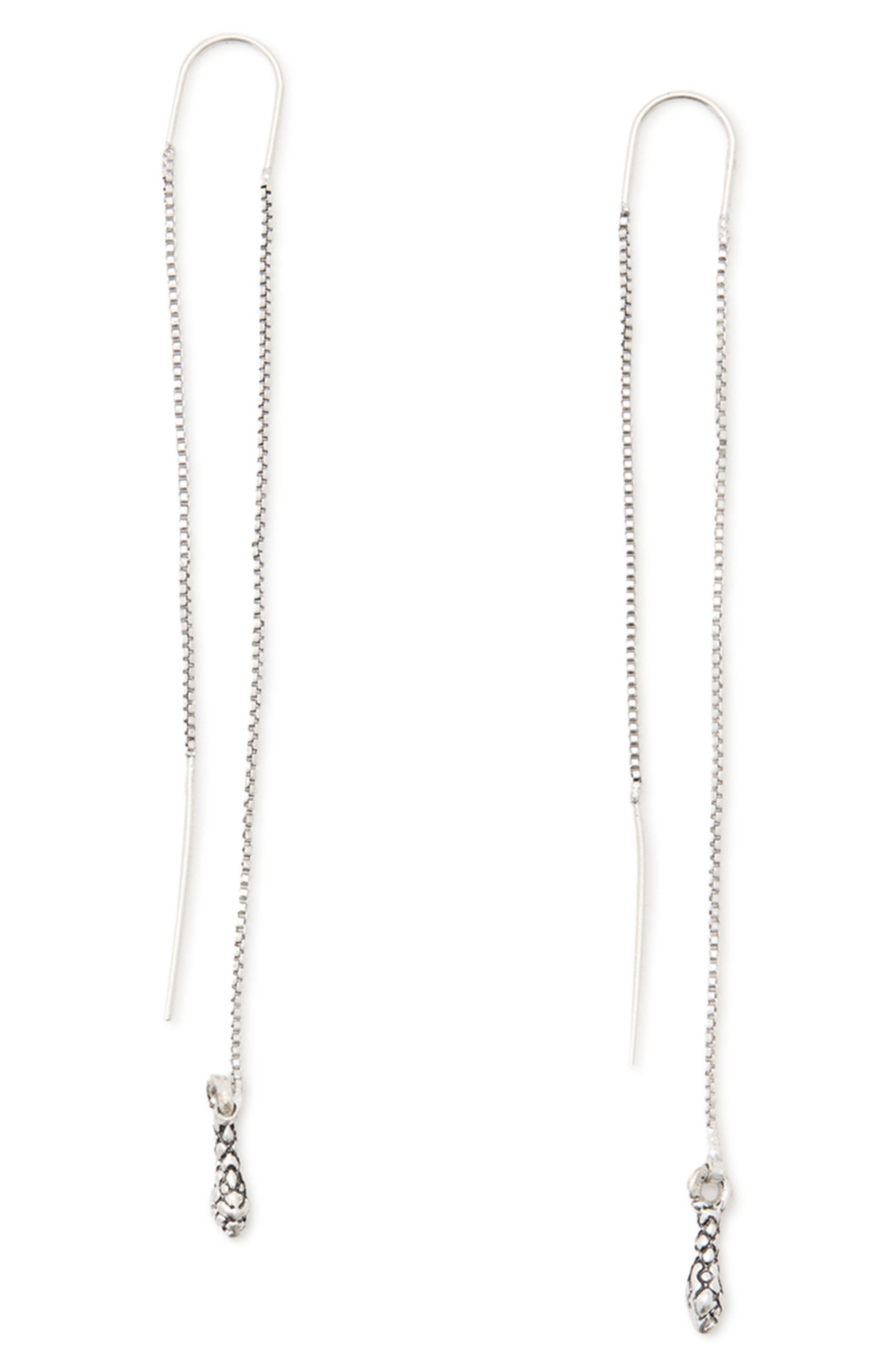 AllSaints Serpent Threader Chain Drop Earrings