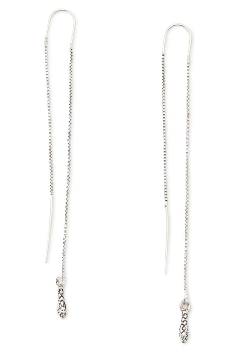 Serpent Threader Chain Drop Earrings, Main, color, WARM SILVER