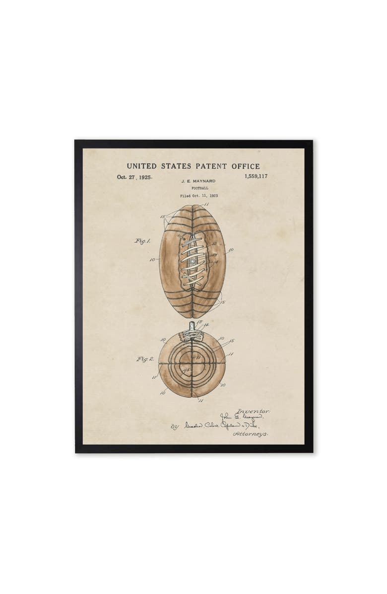Antique Curiosities Football Patent in Black Frame, Main, color, Multi
