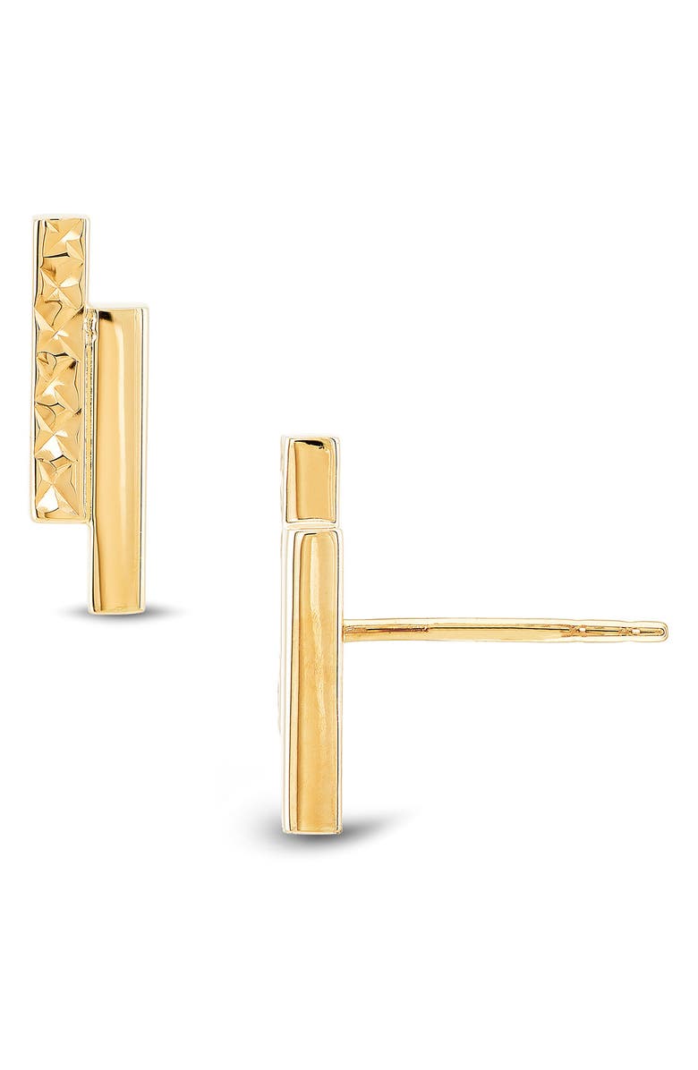 Frankie & Zoe Double Bar Stud Earrings, Alternate, color, Yellow Gold