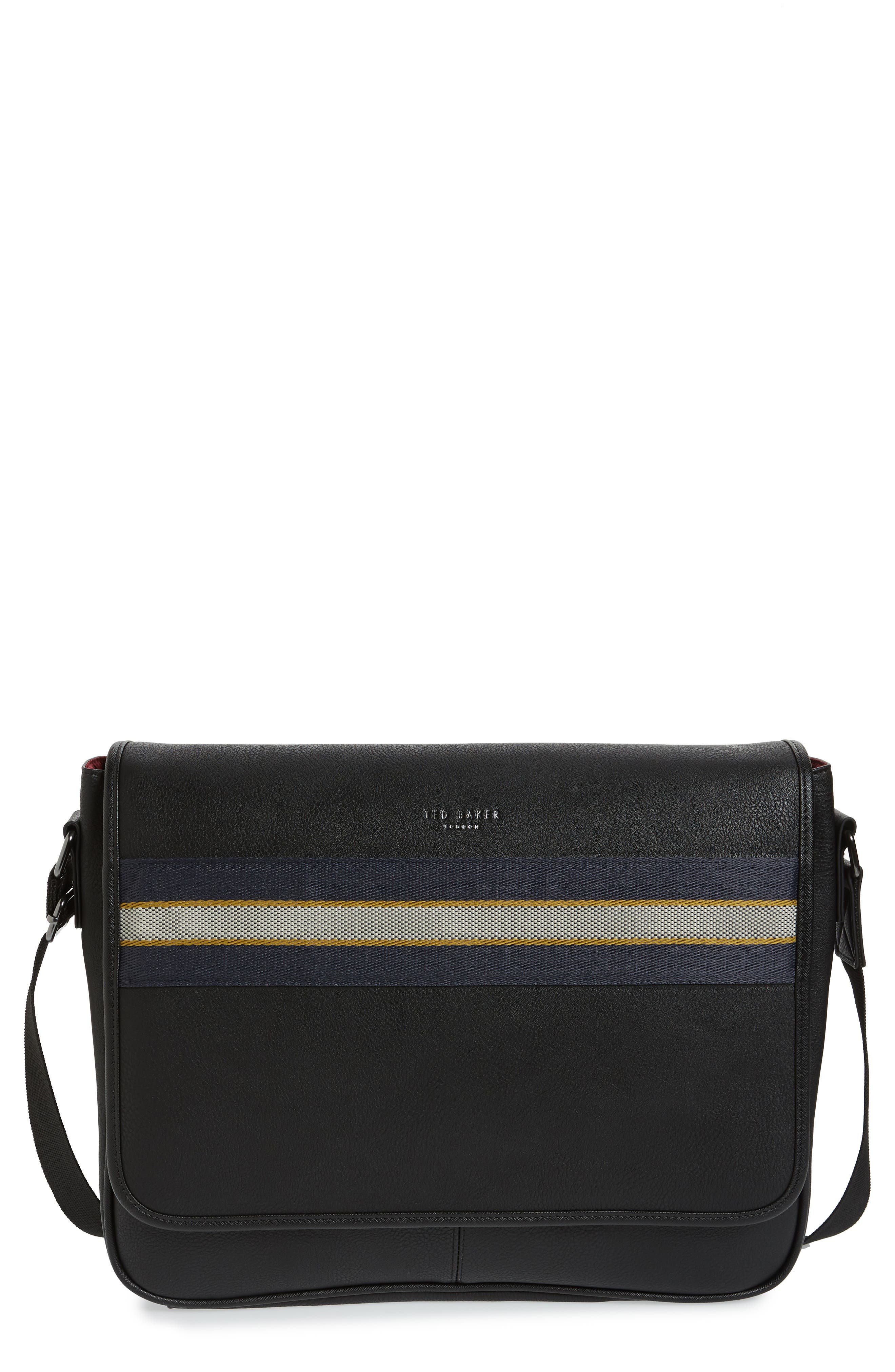 Ted Baker London Tabec Faux Leather Messenger Bag, Main, color, 