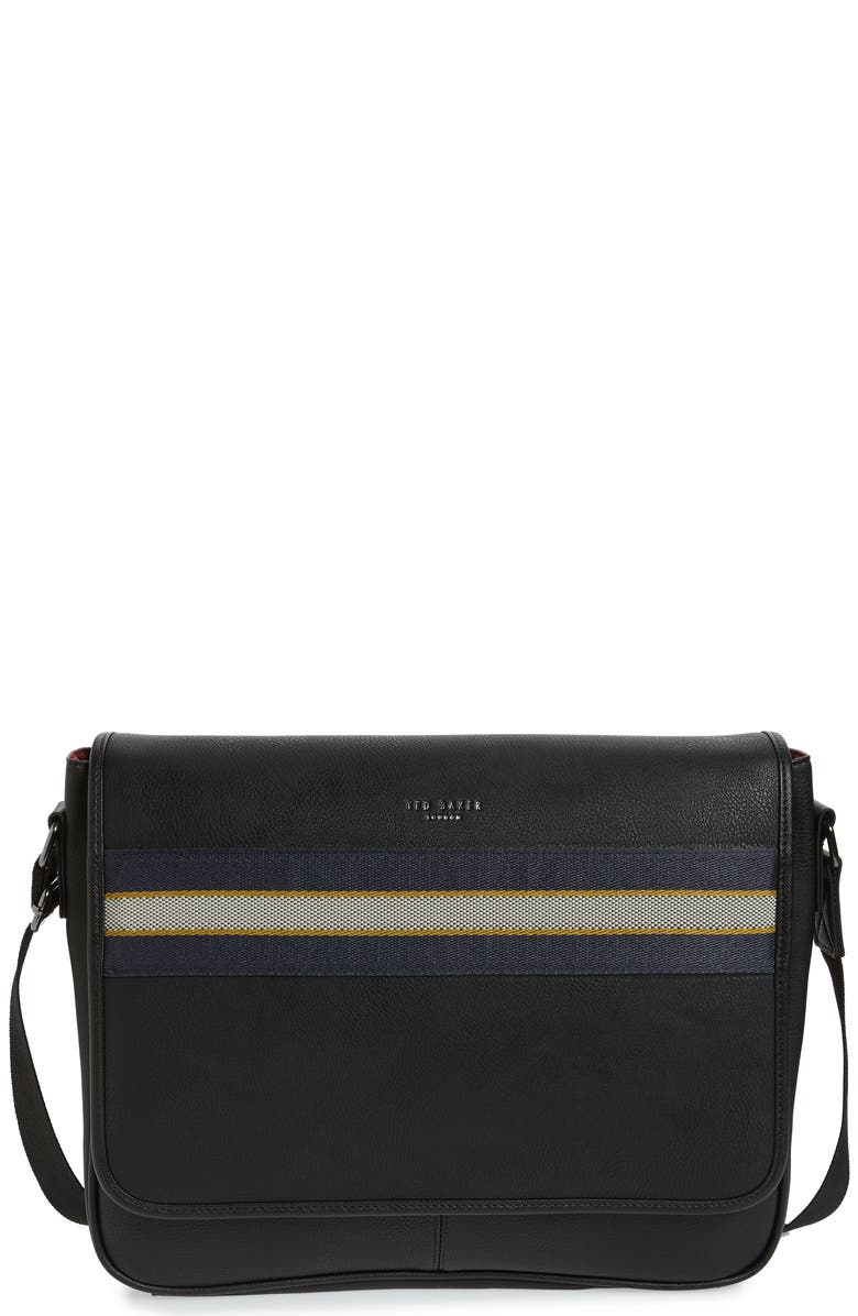 Ted Baker London Tabec Faux Leather Messenger Bag, Main, color,