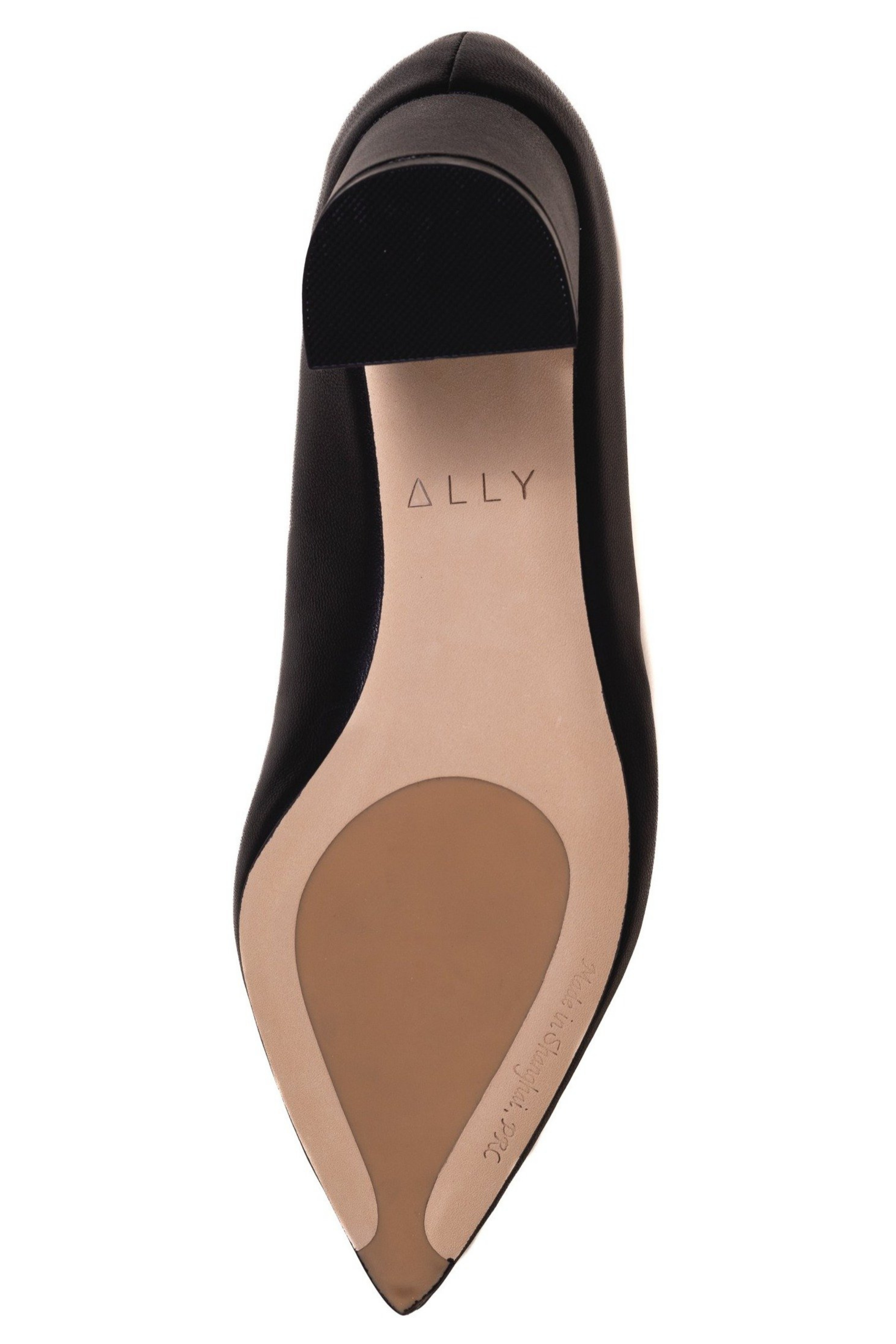 ALLY Shoes Lower Block Heel Pump, Alternate, color, Black Leather