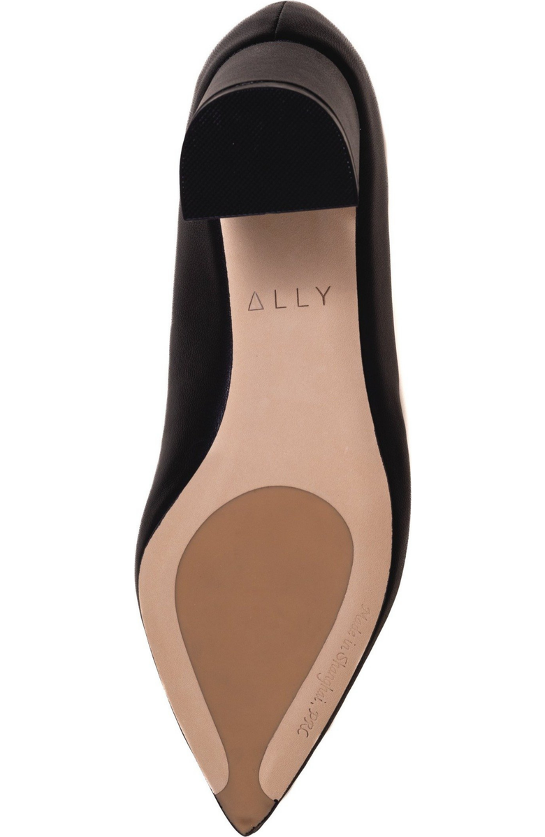 ALLY Shoes Lower Block Heel Pump, Alternate, color, Black Leather