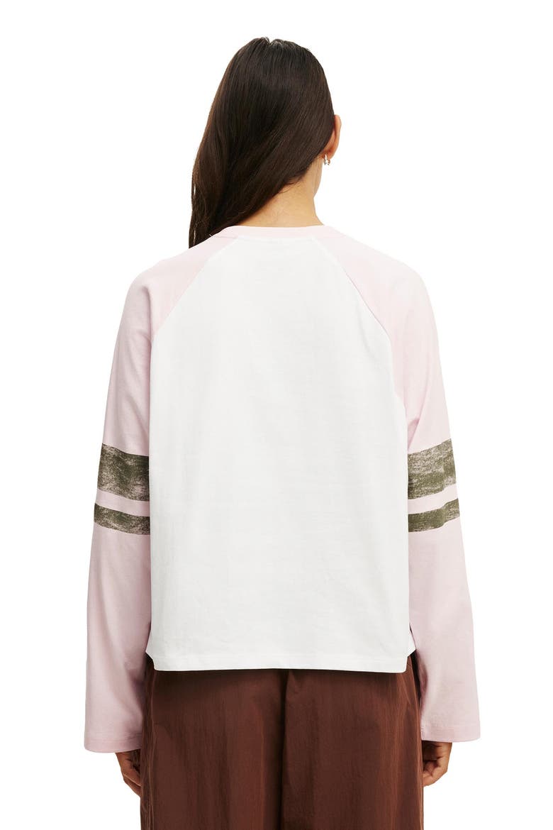 Women's Active Graphic Raglan Tee, Alternate, color, White Hoops