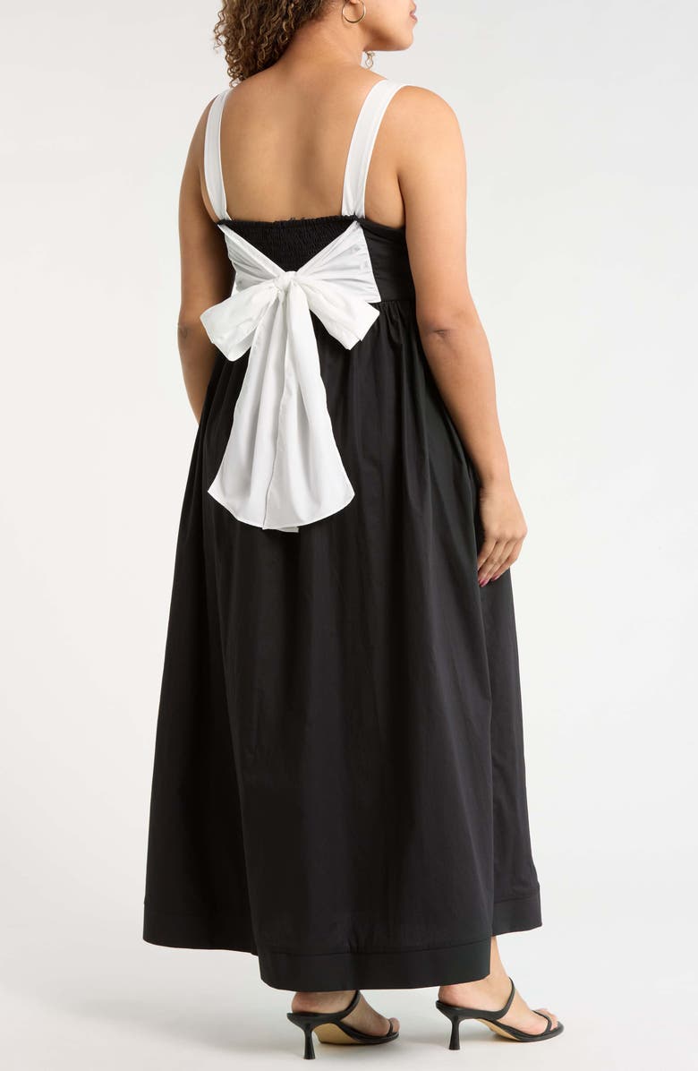 SUGARLIPS Roxy Smock Back Pleated Maxi Dress, Alternate, color, Black-White