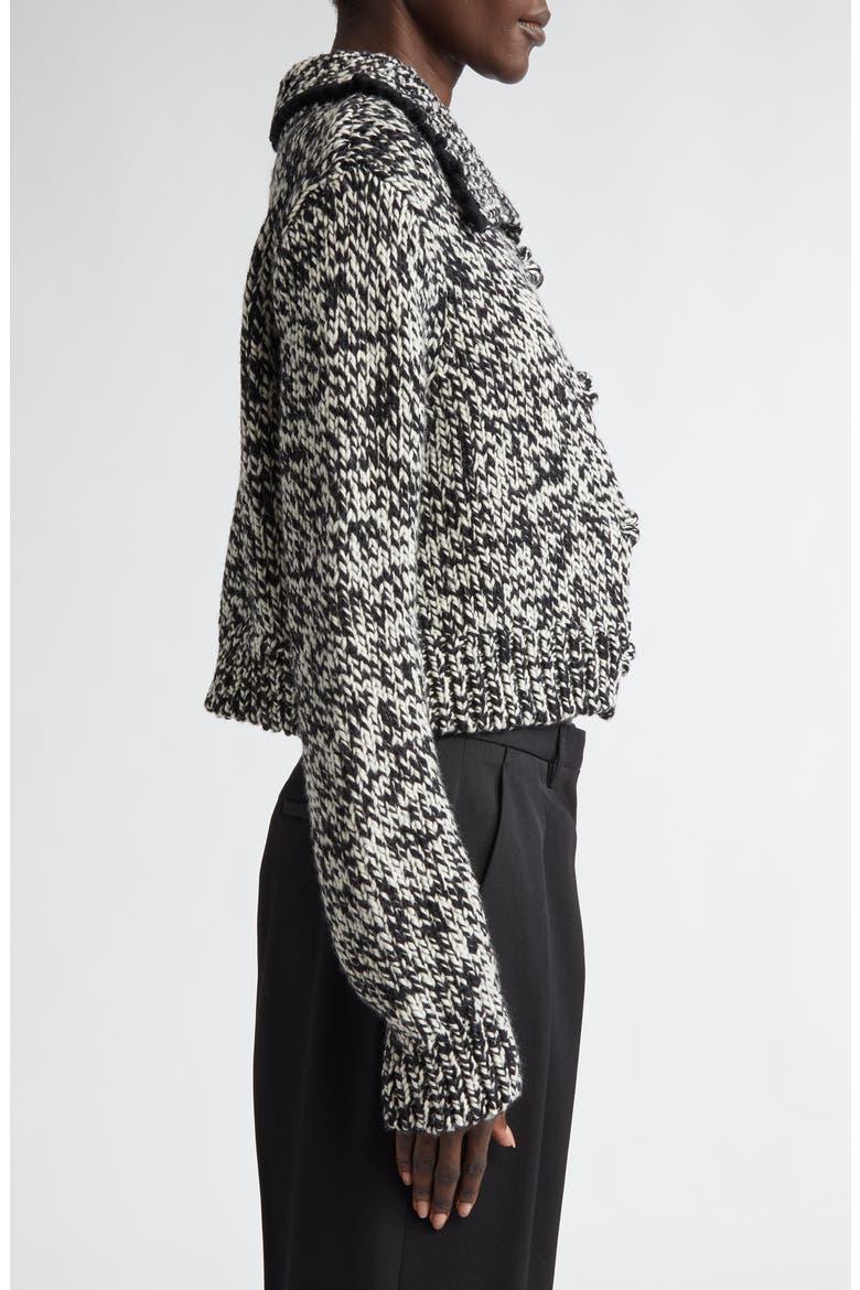Lantini Marled Merino Wool Blend Sweater Jacket, Alternate, color, BLACK/ WHITE