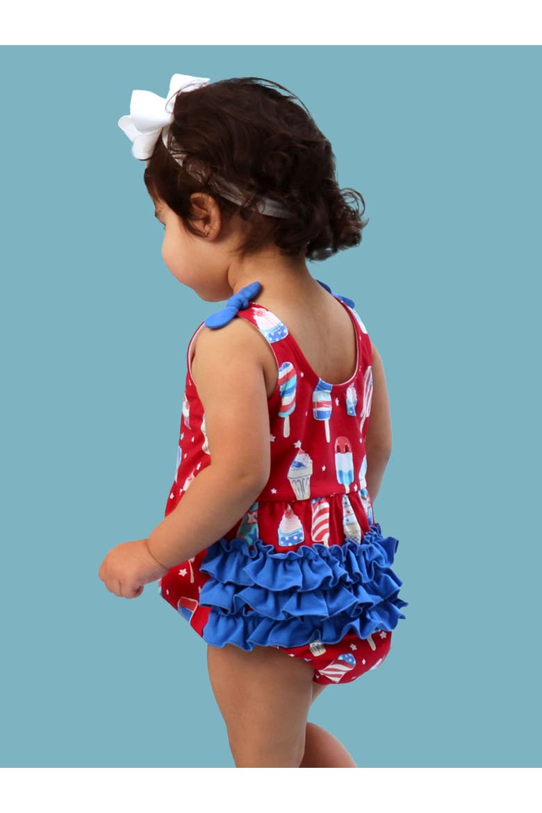 Baby/Toddler Knit Tie Shoulder Bubble Romper, Alternate, color, Stars & Scoops