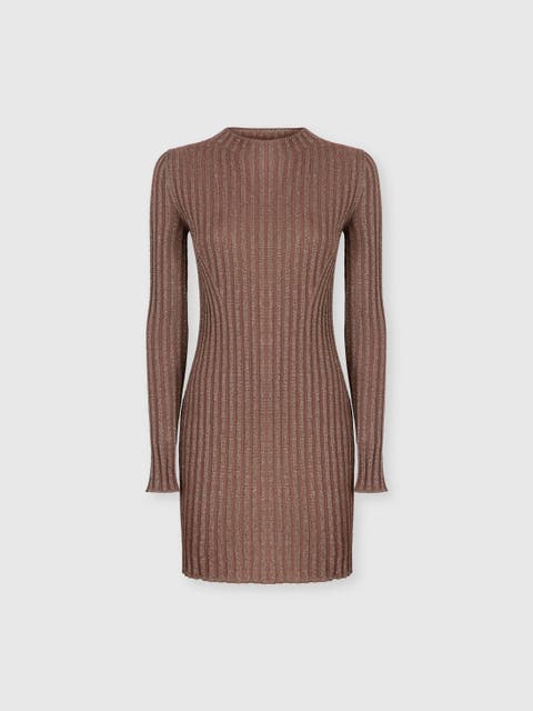 Ribbed Viscose Lamé Mini Dress