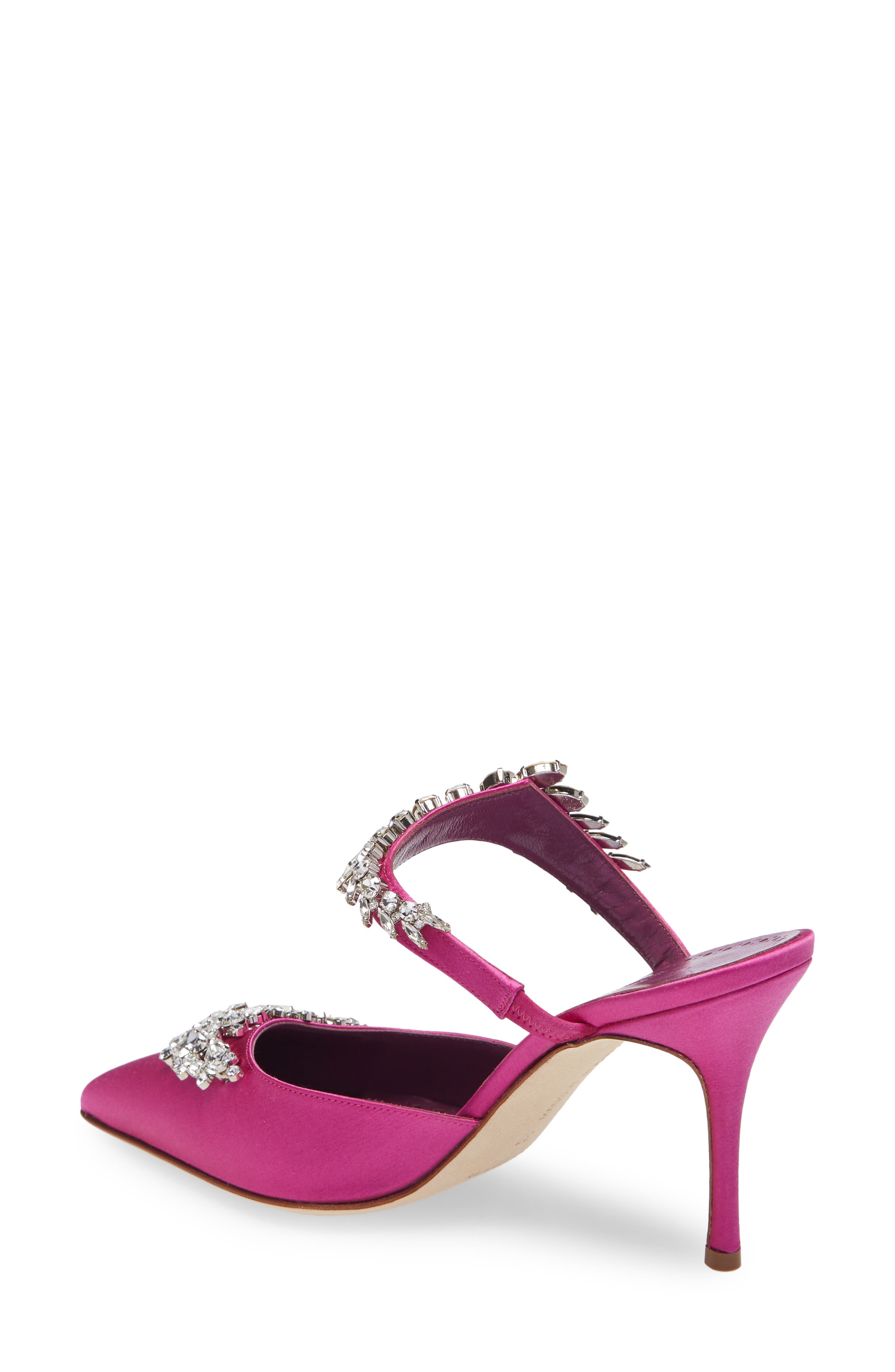 Manolo Blahnik Lurum Crystal Leaf Pointed Toe Mule, Alternate, color, 