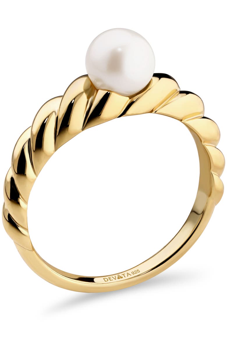 DEVATA Freshwater Pearl on Rope Ring in Gold Plated Sterling Silver, Alternate, color, Yellow Gold