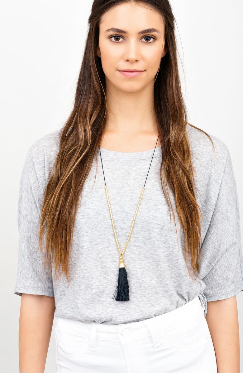 gorjana Tulum Long Tassel Pendant Necklace, Alternate, color, 