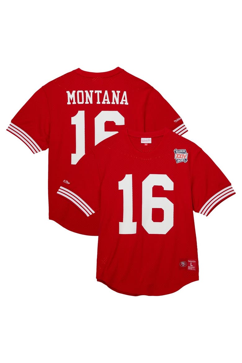 Men's Mitchell & Ness Joe Montana Scarlet San Francisco 49ers Retired Player Name & Number Mesh Top, Main, color, Scarlet