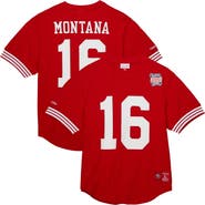 Mitchell & Ness Men's Mitchell & Ness Joe Montana Scarlet San Francisco 49ers Retired Player Name & Number Mesh Top