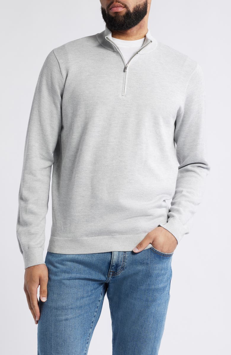 Peter Millar Cool Spun Bird's Eye Quarter Zip Sweater, Main, color, 