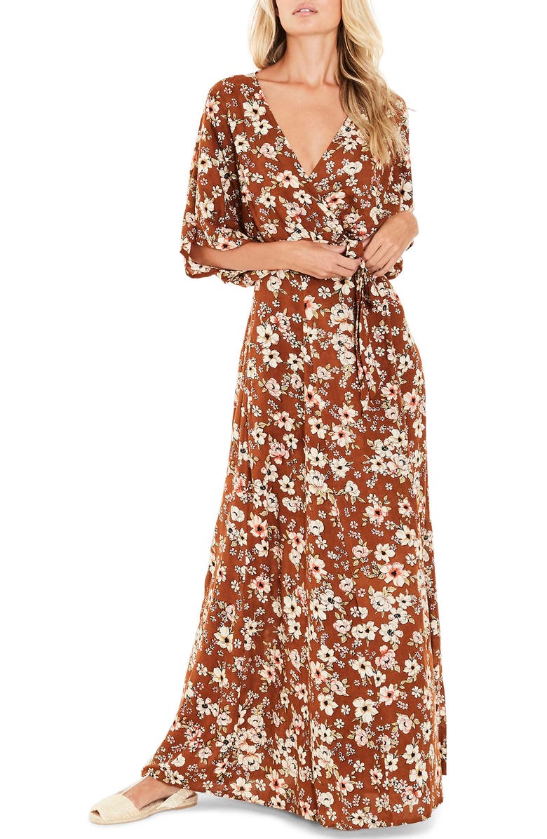 Faithfull the Brand Bergamo Maxi Wrap Dress, Main, color, 