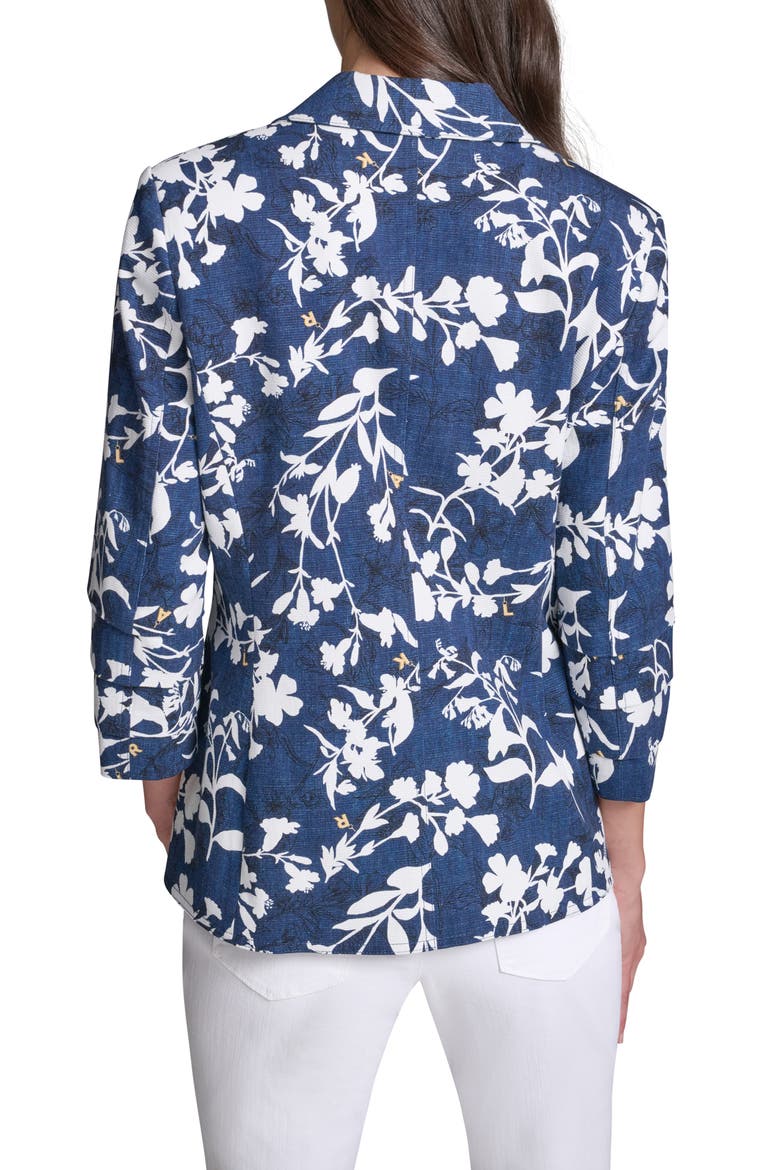 Floral Print Blazer, Alternate, color, MIDNIGHT NAVY/ SOFT WHITE