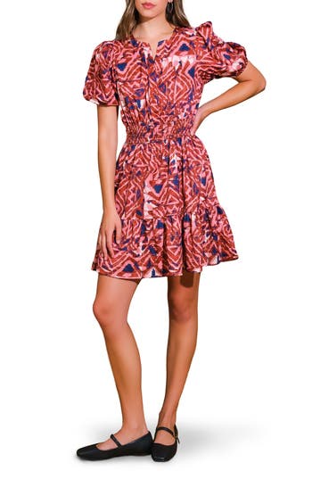 Flying Tomato Print Puff Sleeve Minidress In Pink