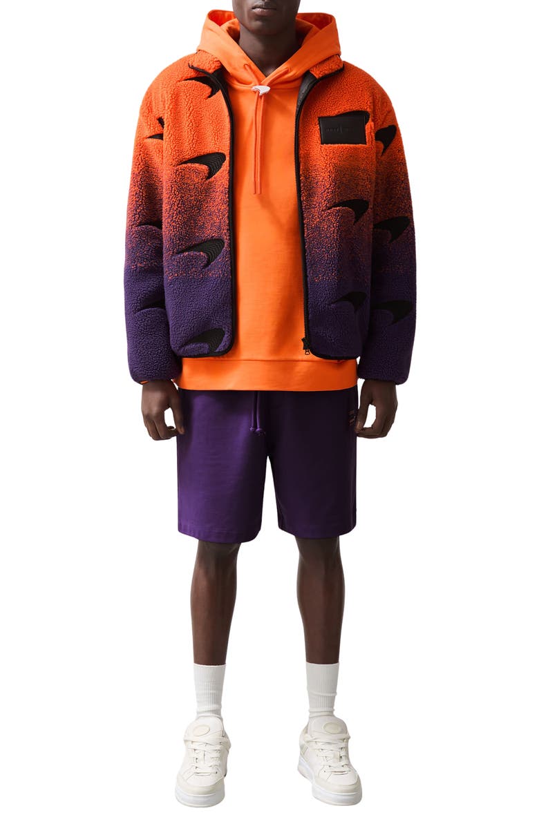 Reiss x McLaren Drift Ombré Fleece Jacket, Alternate, color, Papaya Orange/ Purple