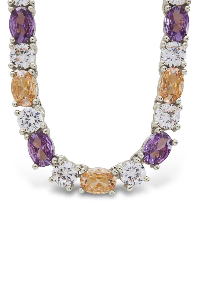 Ophelia Tennis Necklace, Main, color, SILVER