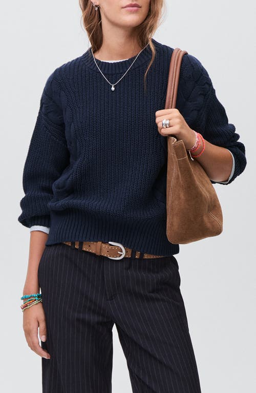 Mango Teen Chunky Cotton Cable Sweater In Blue