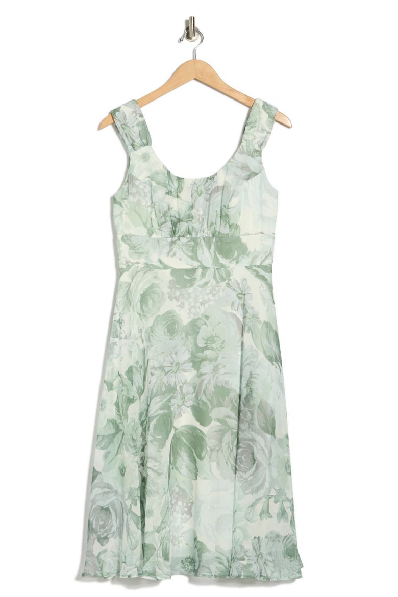 Pleated Chiffon Midi Dress, Alternate, color, WHITE.SAGE