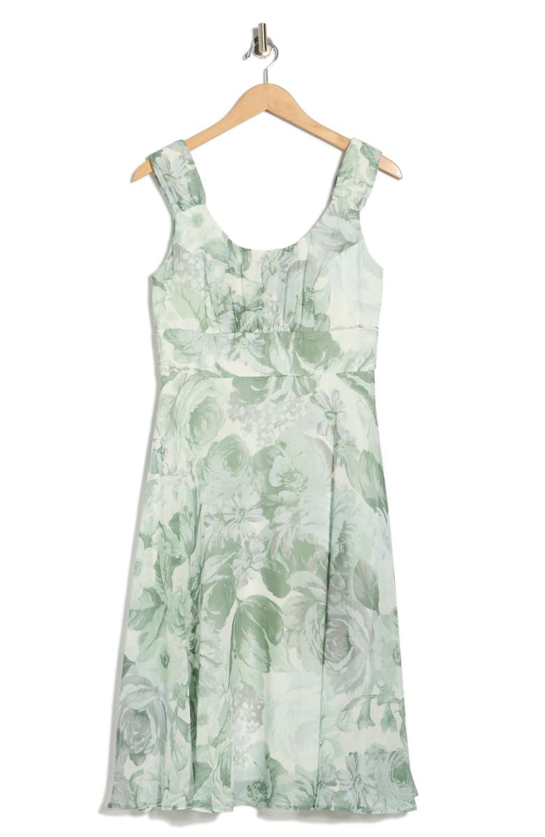 Connected Apparel Pleated Chiffon Midi Dress, Main, color, White.sage