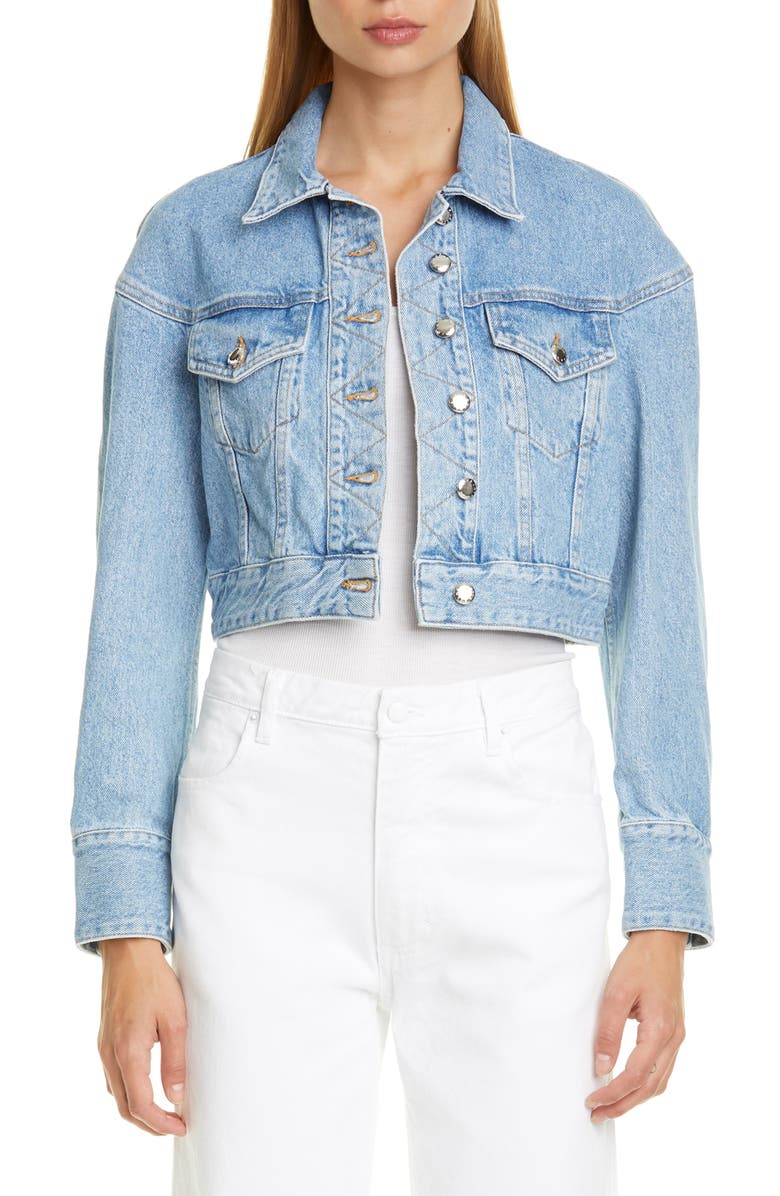 Eckhaus Latta Crop Denim Jacket, Main, color, 
