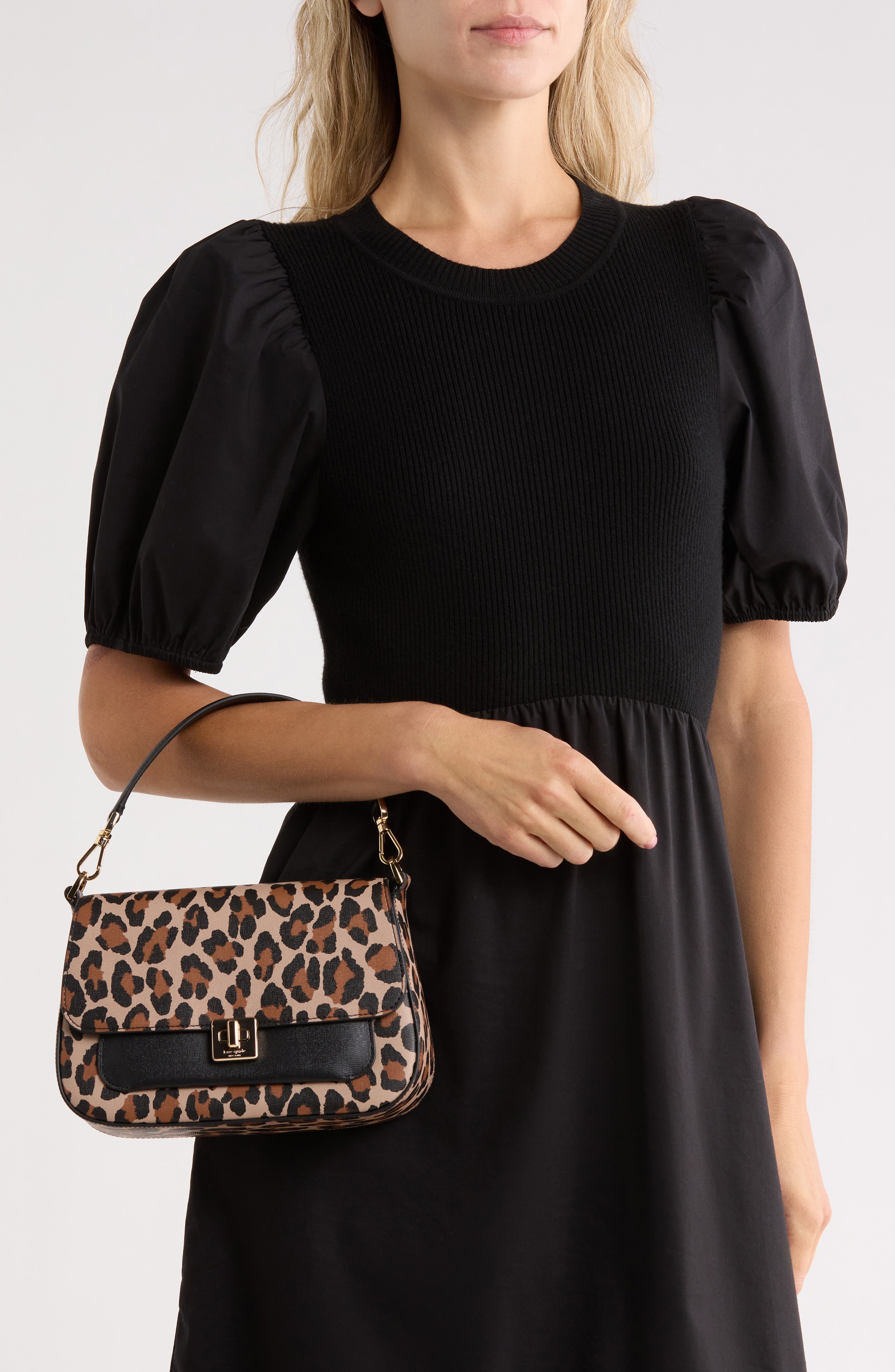 phoebe leopard print shoulder bag, Alternate, color, BROWN MULTI