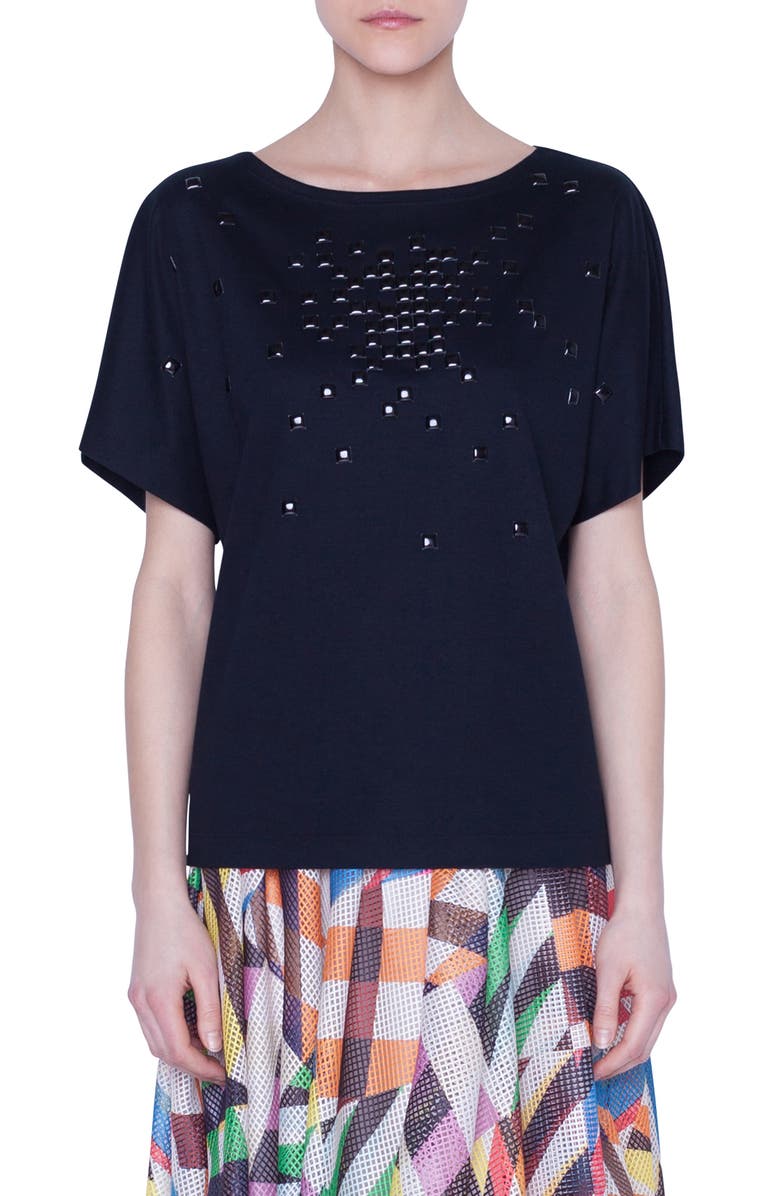 Akris punto Pixel Stud Embellished Tee, Main, color, 