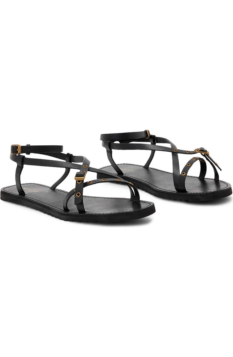 AllSaints Tyla Eyelet Ankle Strap Sandal, Main, color, Black