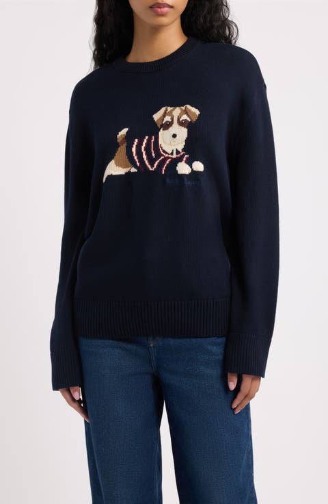 Terrier Dog Cotton Crewneck Sweater