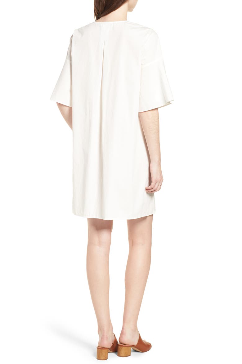 Bell Sleeve Shift Dress, Alternate, color, PURE WHITE