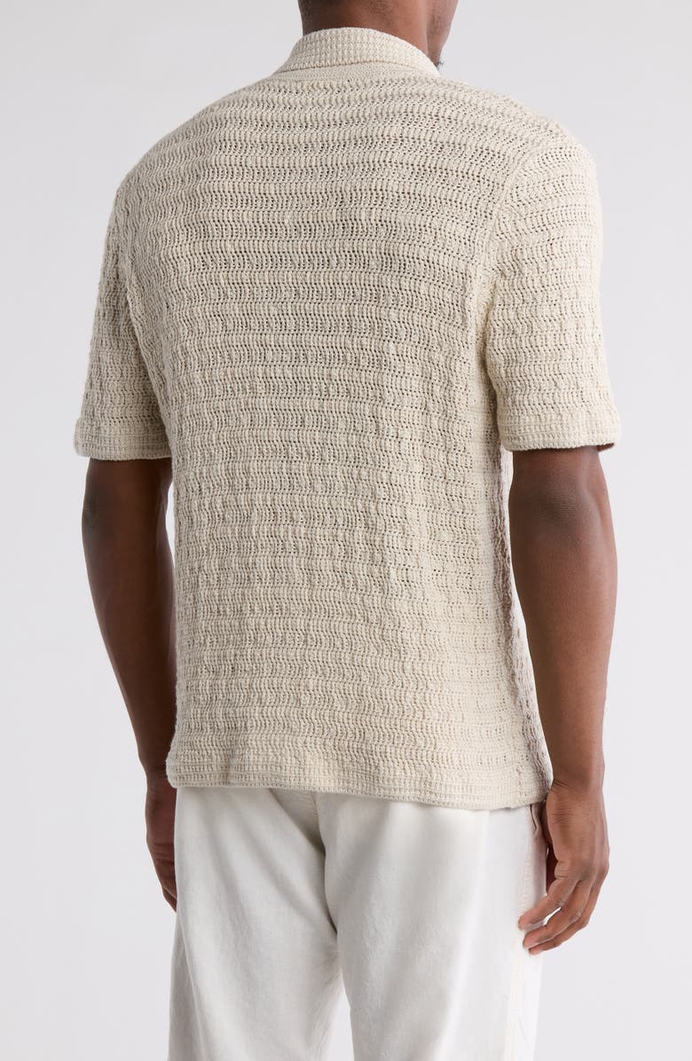 TRUTH Short Sleeve Open Knit Button-Up Shirt, Alternate, color, Stone