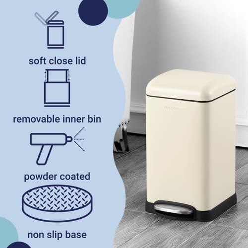 Happimess Betty Retro Mini 3.2-gallon Step-open Trash Can In Limestone Beige