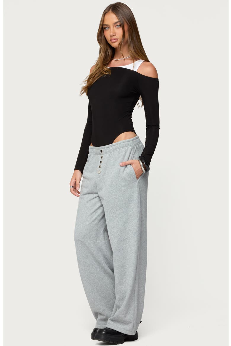 Layered Off the Shoulder Rib Bodysuit, Alternate, color, BLACK