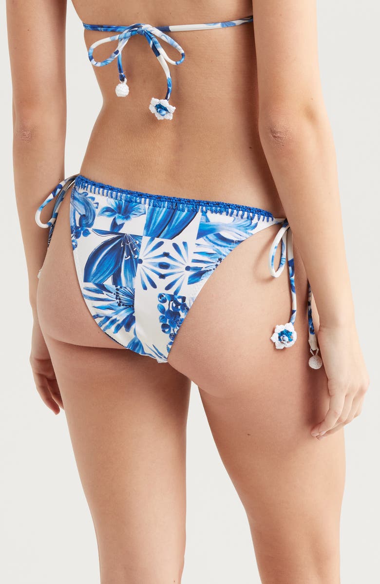 FARM Rio Garden Tiles Side Ties Bikini Bottoms, Alternate, color, Garden Tiles Off-White