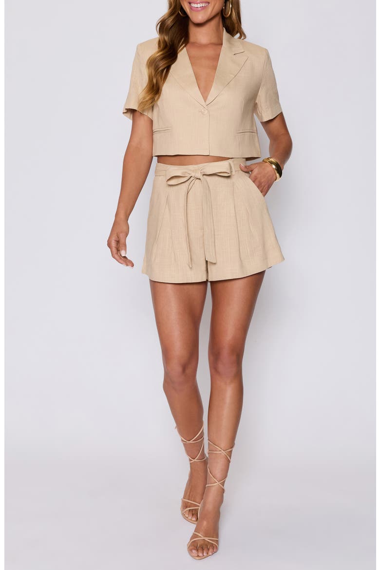 Natalie Tie Waist Shorts (Nordstrom Exclusive), Alternate, color, TAUPE