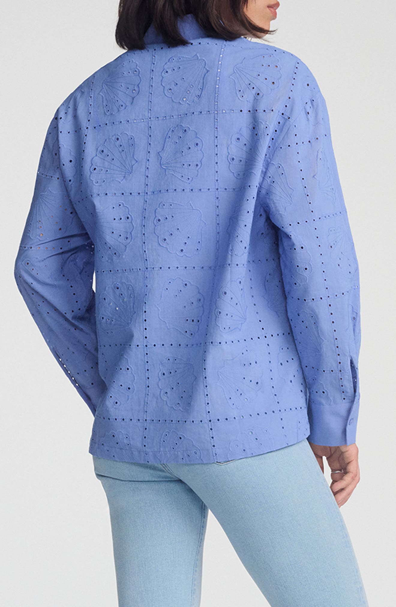 Scallop Eyelet Cotton Button-Up Shirt - image 2