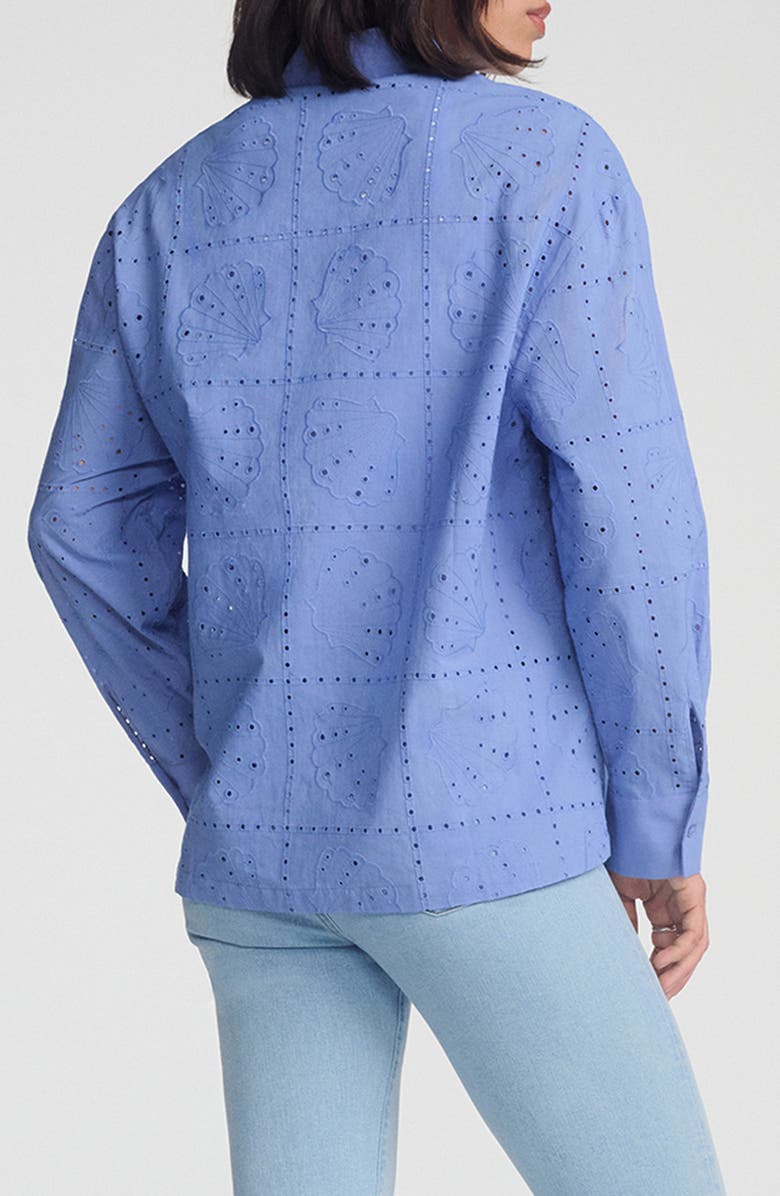 Mavi Jeans Scallop Eyelet Cotton Button-Up Shirt, Alternate, color, 