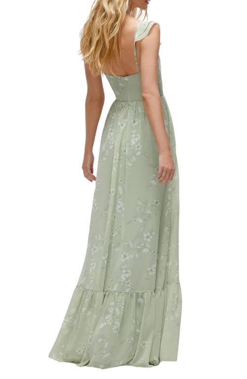Dessy Collection Bustier Maxi Dress In Vintage Primrose Sage
