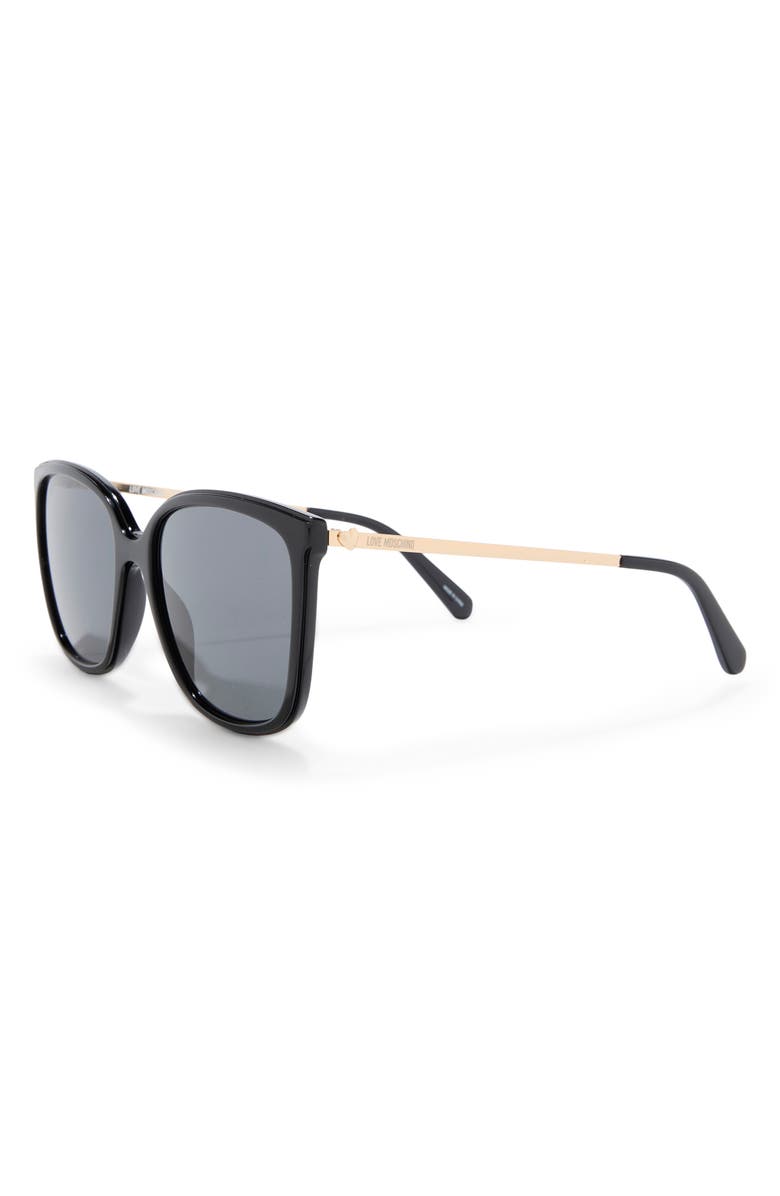 Love Moschino 56mm Oversize Sunglasses, Alternate, color, Black