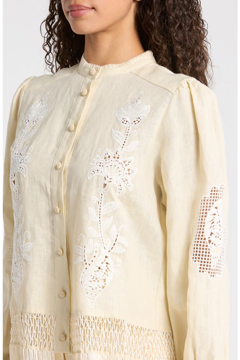 Sand Richilieu Linen Button-Up Shirt, Alternate, color, BEIGE